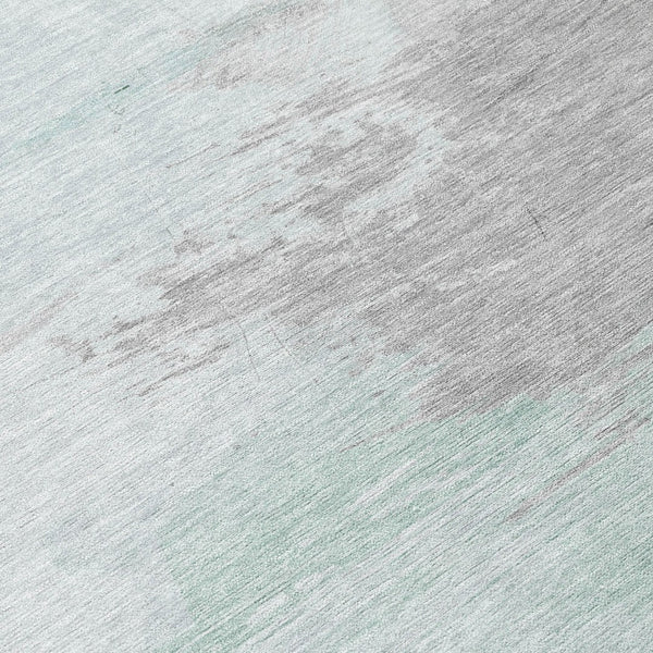 HomeRoots 5' Abstract Blue and Mint Green Area Rug - Stylish, Washable, Durable for Indoor and Outdoor Use 8' Round 611284