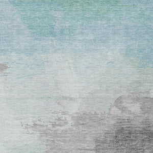 HomeRoots 5' Abstract Blue and Mint Green Area Rug - Stylish, Washable, Durable for Indoor and Outdoor Use 8' X 10' 611285