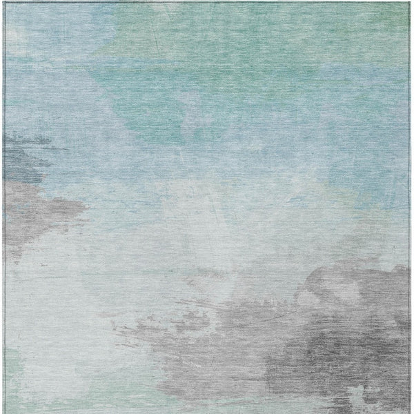 HomeRoots 5' Abstract Blue and Mint Green Area Rug - Stylish, Washable, Durable for Indoor and Outdoor Use 9' X 12' 611286