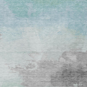 HomeRoots 5' Abstract Blue and Mint Green Area Rug - Stylish, Washable, Durable for Indoor and Outdoor Use 9' X 12' 611286