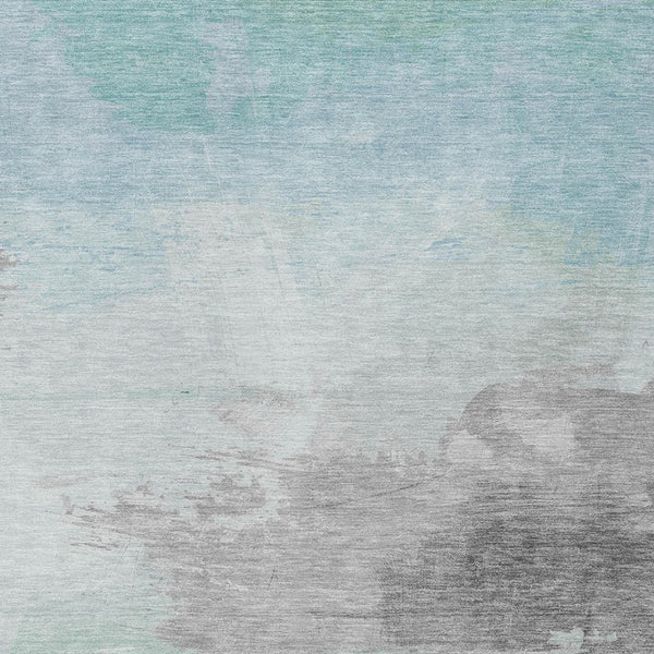 HomeRoots 5' Abstract Blue and Mint Green Area Rug - Stylish, Washable, Durable for Indoor and Outdoor Use 9' X 12' 611286