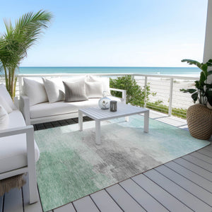 HomeRoots 5' Abstract Blue and Mint Green Area Rug - Stylish, Washable, Durable for Indoor and Outdoor Use 10' X 14' 611287