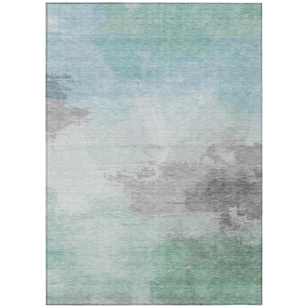 HomeRoots 5' Abstract Blue and Mint Green Area Rug - Stylish, Washable, Durable for Indoor and Outdoor Use 10' X 14' 611287