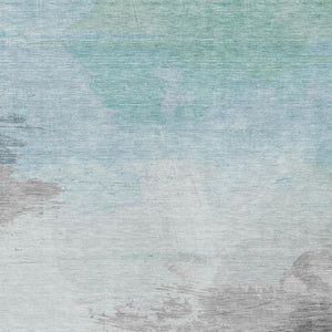 HomeRoots 5' Abstract Blue and Mint Green Area Rug - Stylish, Washable, Durable for Indoor and Outdoor Use 10' X 14' 611287