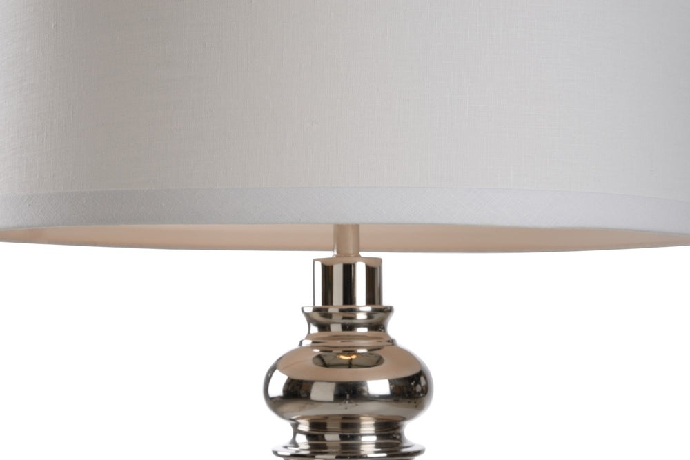 Wildwood The Tuscan Order Floor Lamp — Polished Nickel Sculptural Column Base With White Linen Drum Shade, 60.5" 61131