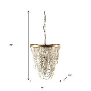 HomeRoots White Empire Chandelier with Gold Accents - Elegant Three-Light Fixture for Dimmable Ambiance 611331