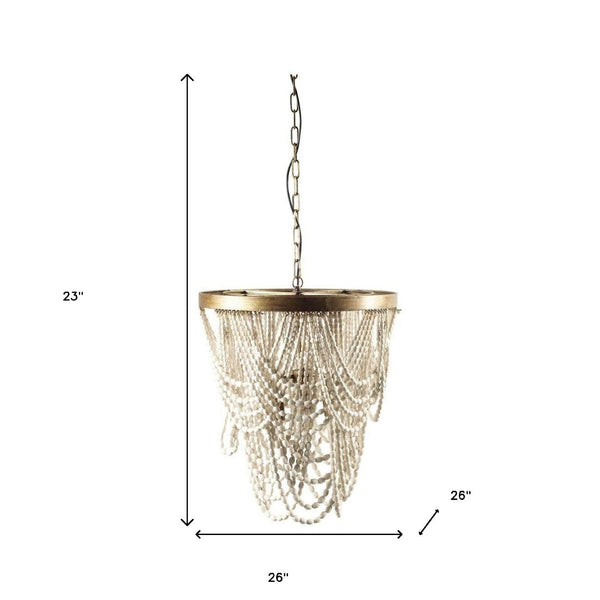 HomeRoots White Empire Chandelier with Gold Accents - Elegant Three-Light Fixture for Dimmable Ambiance 611331