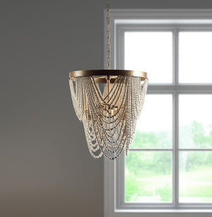 HomeRoots White Empire Chandelier with Gold Accents - Elegant Three-Light Fixture for Dimmable Ambiance 611331