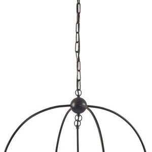 HomeRoots Black Caged Three-Light Metal Chandelier – Adjustable Dimmable Fixture for Modern Industrial Spaces 611333