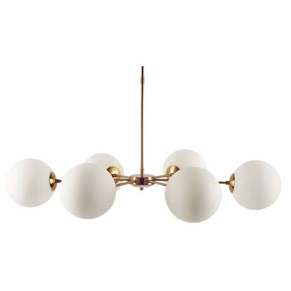 HomeRoots Gold Sputnik Chandelier - Six Light Dimmable Frosted Metal Fixture for Modern Elegance & Style 611341