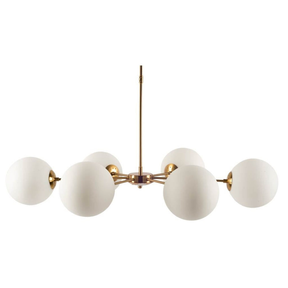 HomeRoots Gold Sputnik Chandelier - Six Light Dimmable Frosted Metal Fixture for Modern Elegance & Style 611341