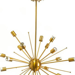 HomeRoots Gold Multi Light Dimmable Chandelier - Elegant Cylinder Design for Modern Spaces, Adjustable Height 611342