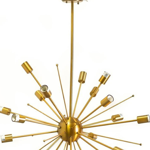 HomeRoots Gold Multi Light Dimmable Chandelier - Elegant Cylinder Design for Modern Spaces, Adjustable Height 611342