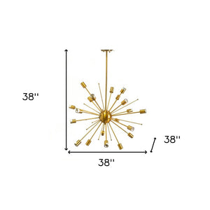 HomeRoots Gold Multi Light Dimmable Chandelier - Elegant Cylinder Design for Modern Spaces, Adjustable Height 611342