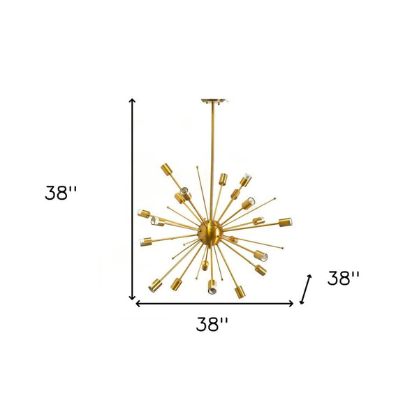 HomeRoots Gold Multi Light Dimmable Chandelier - Elegant Cylinder Design for Modern Spaces, Adjustable Height 611342