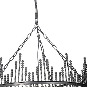 HomeRoots Black Dimmable Four-Light Chandelier with Elegant Bead Accents – Modern Empire Design for Any Space 611345