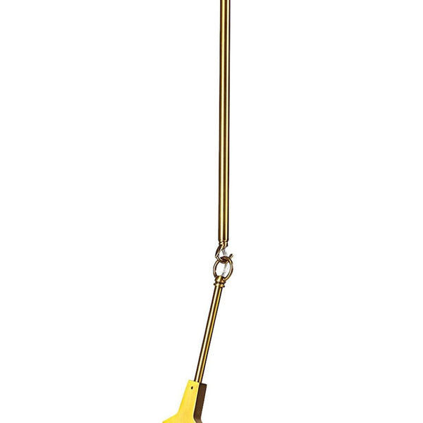 HomeRoots Brass Three-Light Geometric Chandelier with Dimmable LED, White Shades & Adjustable Suspension Style 611348