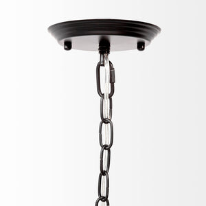 HomeRoots Black Candle-Style Twelve-Light Chandelier - Modern Farmhouse Wagon-Wheel Design for Elegant Spaces 611350
