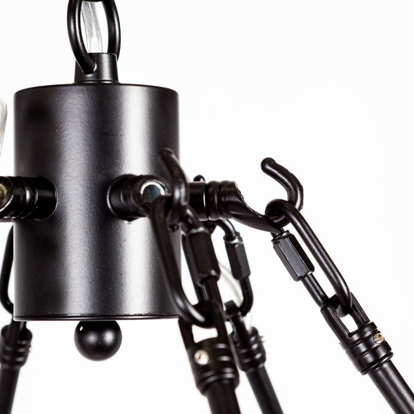 HomeRoots Black Candle-Style Twelve-Light Chandelier - Modern Farmhouse Wagon-Wheel Design for Elegant Spaces 611350
