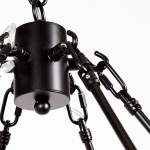 HomeRoots Black Candle-Style Twelve-Light Chandelier - Modern Farmhouse Wagon-Wheel Design for Elegant Spaces 611350