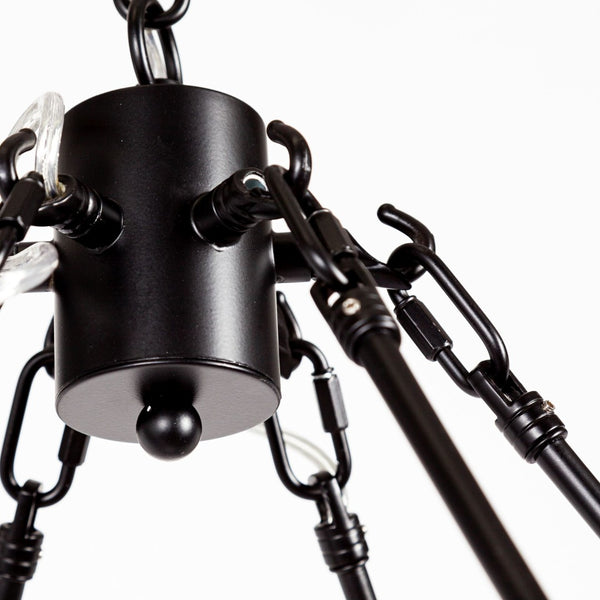 HomeRoots Black Candle-Style Twelve-Light Chandelier - Modern Farmhouse Wagon-Wheel Design for Elegant Spaces 611350