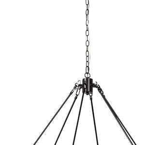 HomeRoots Black Candle-Style Twelve-Light Chandelier - Modern Farmhouse Wagon-Wheel Design for Elegant Spaces 611350