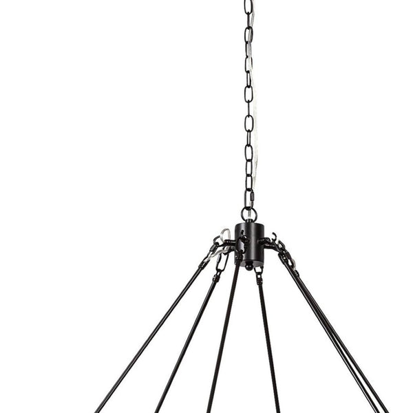 HomeRoots Black Candle-Style Twelve-Light Chandelier - Modern Farmhouse Wagon-Wheel Design for Elegant Spaces 611350
