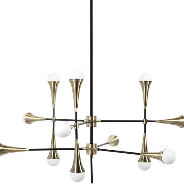 HomeRoots Gold and Black Sputnik Chandelier - Dimmable Multi-Light Fixture for Modern Elegance in Any Space 611352
