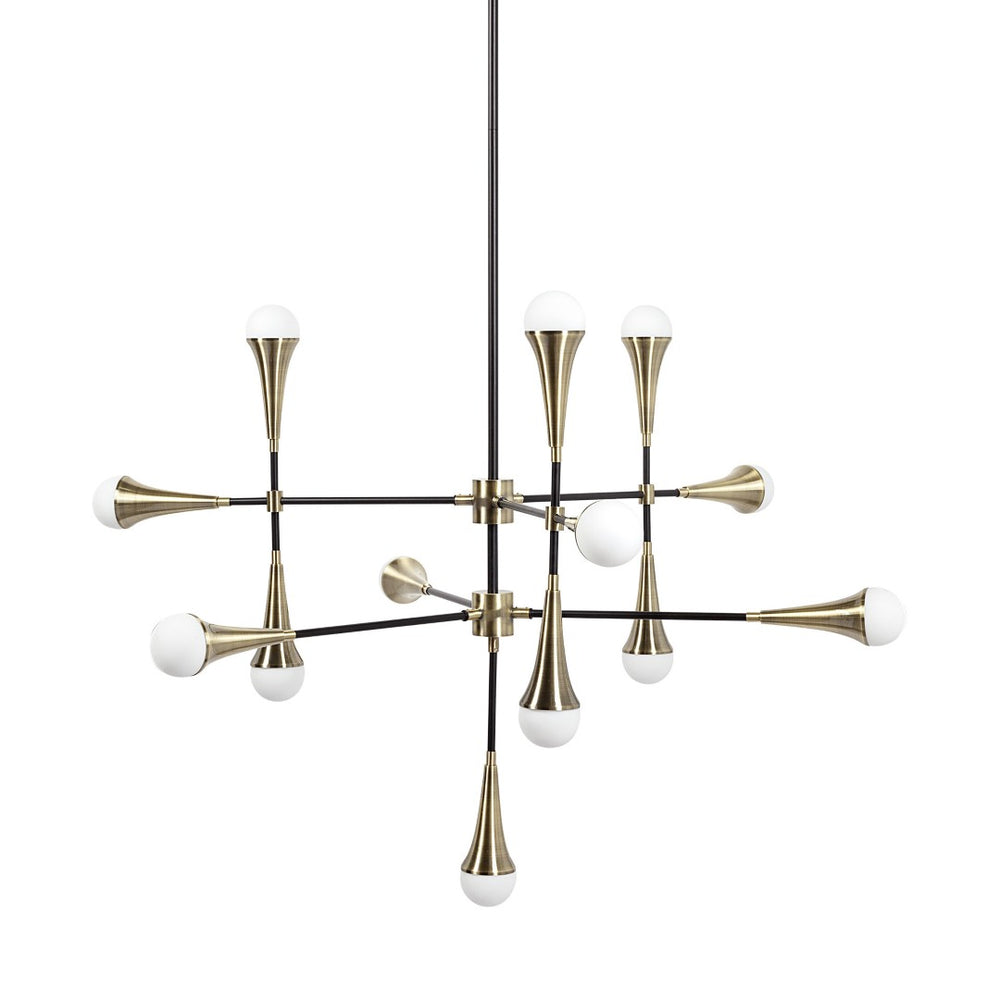 HomeRoots Gold and Black Sputnik Chandelier - Dimmable Multi-Light Fixture for Modern Elegance in Any Space 611352