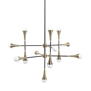 HomeRoots Gold and Black Sputnik Chandelier - Dimmable Multi-Light Fixture for Modern Elegance in Any Space 611352