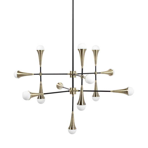 HomeRoots Gold and Black Sputnik Chandelier - Dimmable Multi-Light Fixture for Modern Elegance in Any Space 611352