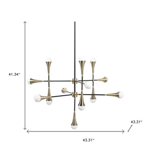 HomeRoots Gold and Black Sputnik Chandelier - Dimmable Multi-Light Fixture for Modern Elegance in Any Space 611352