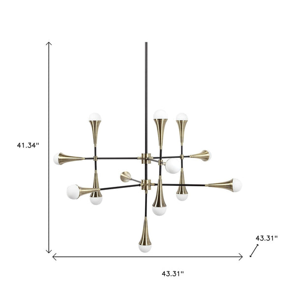 HomeRoots Gold and Black Sputnik Chandelier - Dimmable Multi-Light Fixture for Modern Elegance in Any Space 611352