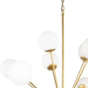 HomeRoots Gold Sputnik Dimmable Chandelier with Frosted Glass Globes - Mid-Century Elegance for Any Space 611356