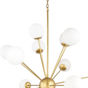 HomeRoots Gold Sputnik Dimmable Chandelier with Frosted Glass Globes - Mid-Century Elegance for Any Space 611356
