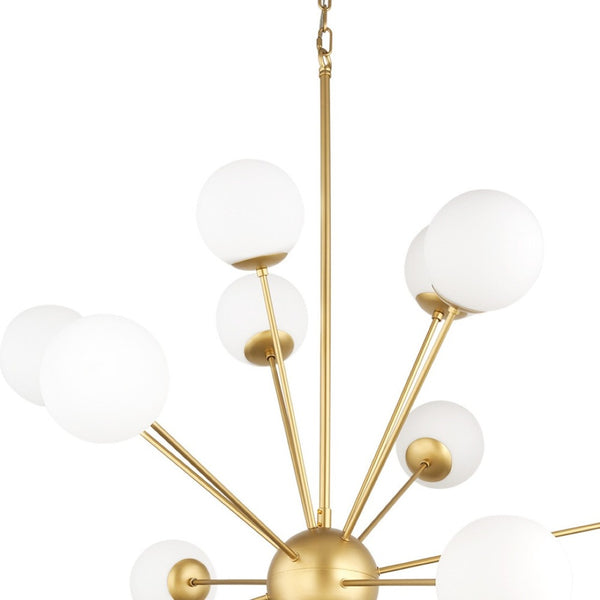 HomeRoots Gold Sputnik Dimmable Chandelier with Frosted Glass Globes - Mid-Century Elegance for Any Space 611356