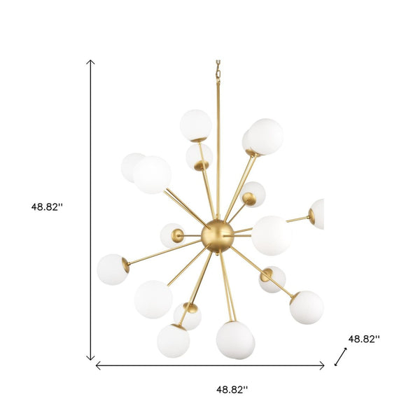 HomeRoots Gold Sputnik Dimmable Chandelier with Frosted Glass Globes - Mid-Century Elegance for Any Space 611356