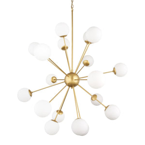 HomeRoots Gold Sputnik Dimmable Chandelier with Frosted Glass Globes - Mid-Century Elegance for Any Space 611356