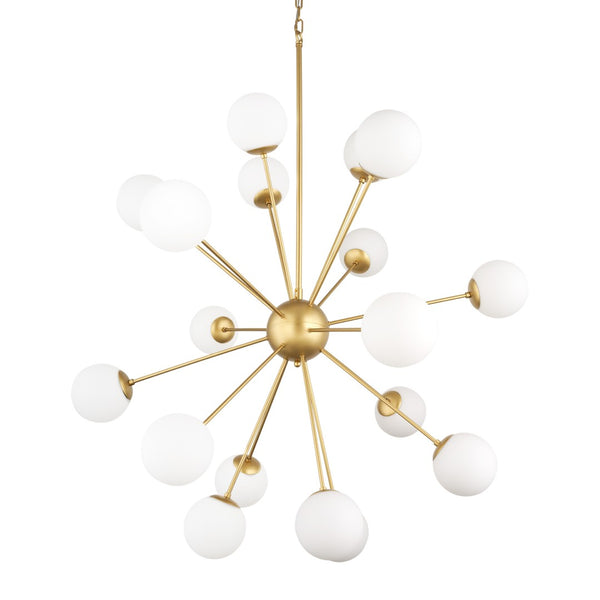 HomeRoots Gold Sputnik Dimmable Chandelier with Frosted Glass Globes - Mid-Century Elegance for Any Space 611356