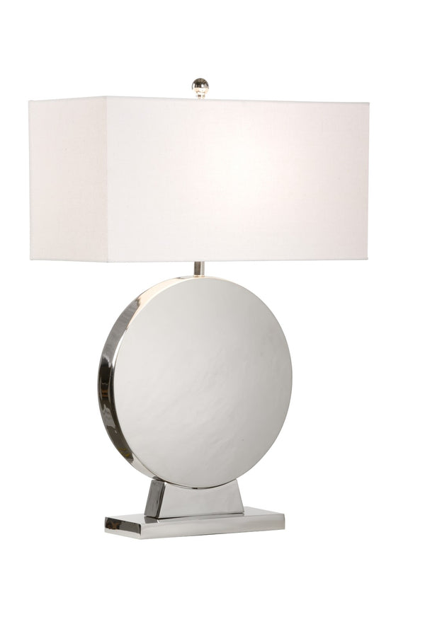 Wildwood Aston Polished Nickel Table Lamp With Off-White Linen Shade, 32" Tall, Three-Way Dimmer For Versatile Ambiance 61136