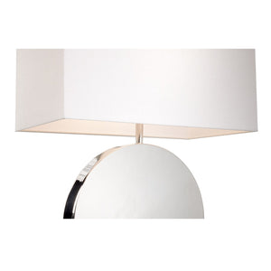 Wildwood Aston Polished Nickel Table Lamp With Off-White Linen Shade, 32" Tall, Three-Way Dimmer For Versatile Ambiance 61136