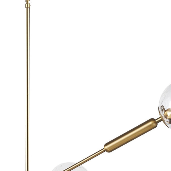HomeRoots Gold Sputnik Six-Light Chandelier - Dimmable Metal & Glass Fixture for Modern Dining & Living Spaces 611363