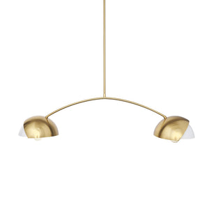 HomeRoots Brass Two-Light Dimmable Chandelier with Elegant White Shades for Stylish Home Ambiance and Versatility 611364