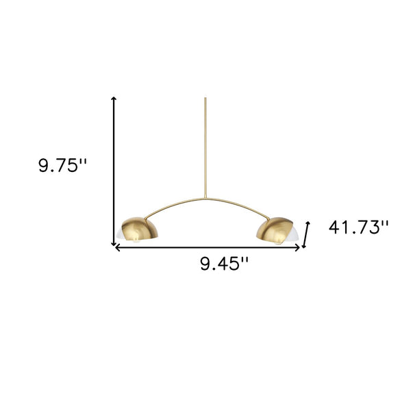 HomeRoots Brass Two-Light Dimmable Chandelier with Elegant White Shades for Stylish Home Ambiance and Versatility 611364