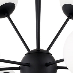 HomeRoots Black Sputnik Chandelier – Modern Dimmable Multi-Light Fixture with Frosted Glass Shades for Style 611366