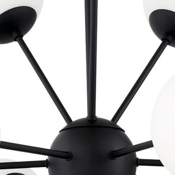 HomeRoots Black Sputnik Chandelier – Modern Dimmable Multi-Light Fixture with Frosted Glass Shades for Style 611366