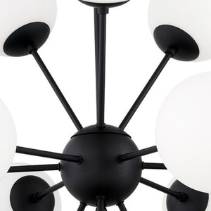 HomeRoots Black Sputnik Chandelier – Modern Dimmable Multi-Light Fixture with Frosted Glass Shades for Style 611366
