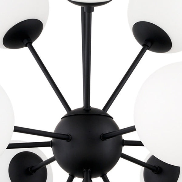 HomeRoots Black Sputnik Chandelier – Modern Dimmable Multi-Light Fixture with Frosted Glass Shades for Style 611366