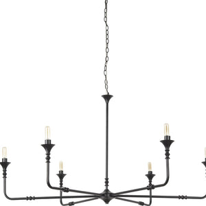 HomeRoots Black Candle-Style Six-Light Metal Chandelier - Modern Elegance for Dining Rooms & Living Spaces 611368