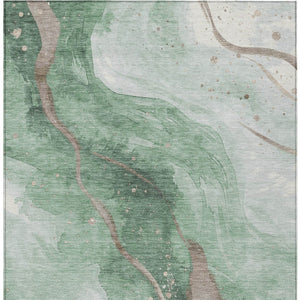 HomeRoots 5' Modern Green and Taupe Abstract Washable Area Rug for Indoor and Outdoor Spaces, Durable Design 8' X 10' 611372